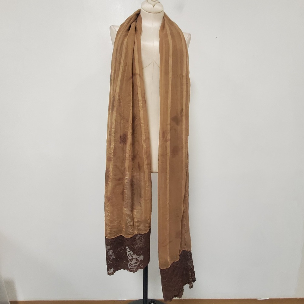 Fairy Grunge Celestial Lace Scarf Wrap Y2K Whimsigoth Earthy Dark Boho Brown